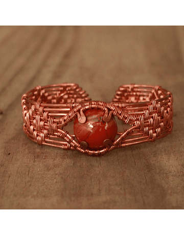 Copper Red Agate Woven Bracelet
