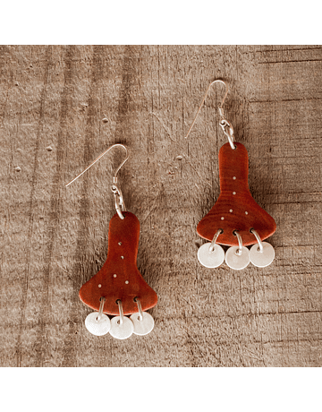 Copihue Earth Picoyo and Silver Earrings