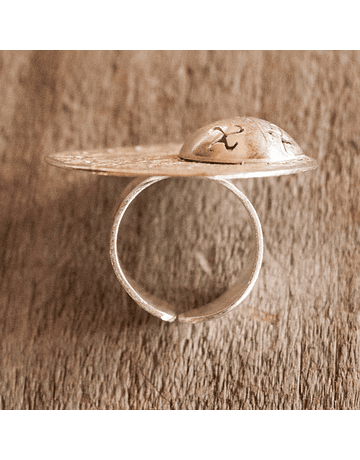 Silver Earth-Moon Space Ring