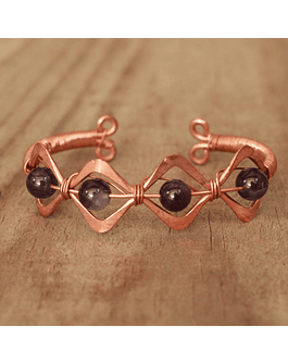 Copper Amethyst Hammered Bracelet