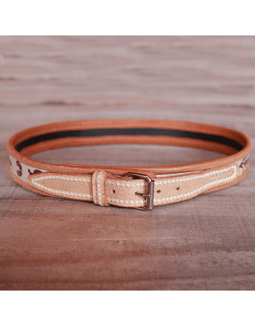 Leather Belt with Loom Fabric for Boy