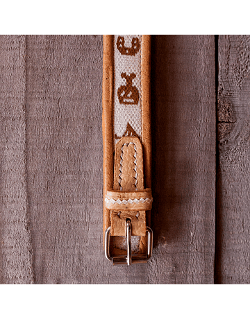 Leather Belt with Loom Fabric for Boy