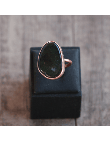 Copper Dark Green Agate Ring