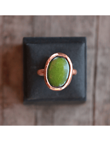 Copper Green Jade Ring