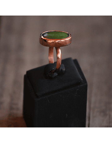Copper Green Jade Ring
