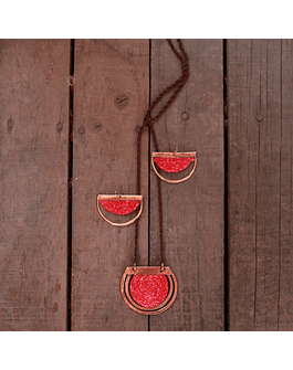 Conjunto Collar y Aros Teatina Roja Cobre