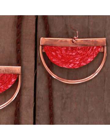 Conjunto Collar y Aros Teatina Roja Cobre