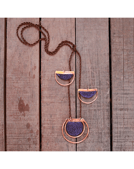Copper Purple Teatina Necklace and Earrings Set