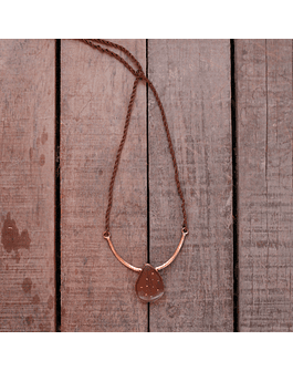African Walnut Wood Necklace with Copper Application