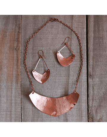 Bicolor Enamelled Copper Necklace and Earrings Set