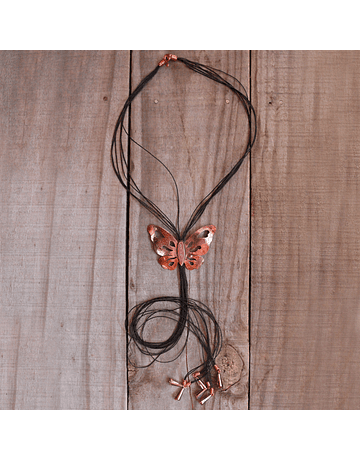 Copper Textured Butterfly Necklace