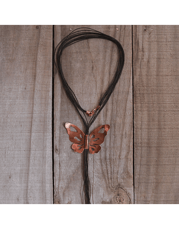 Copper Textured Butterfly Necklace