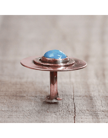 Copper Turquoise Circle Ring