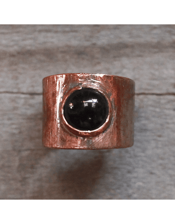 Copper Textured Onyx Ring