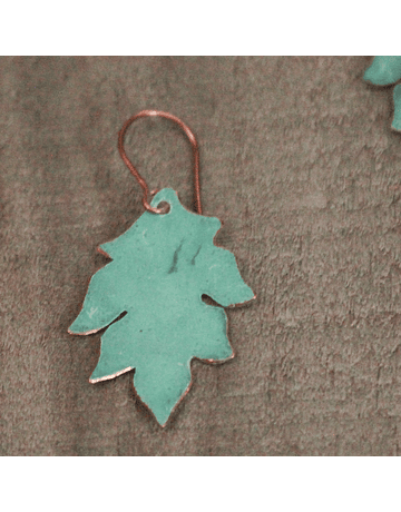 Copper Patinated Leaf Hoops