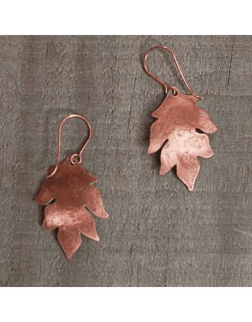 Copper Patinated Leaf Hoops