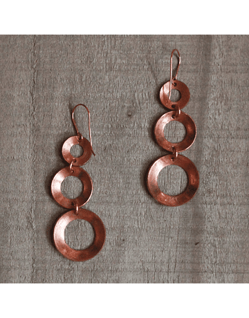 Copper Textured Circles Earrings