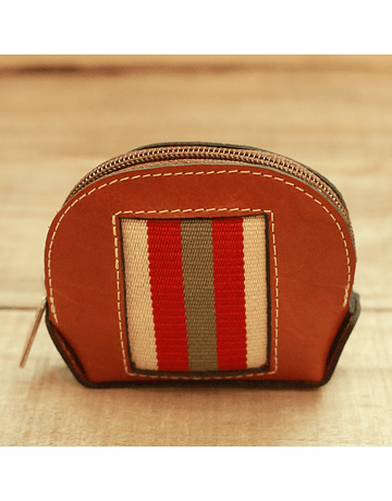 Loom Woven Lines Leather Purse