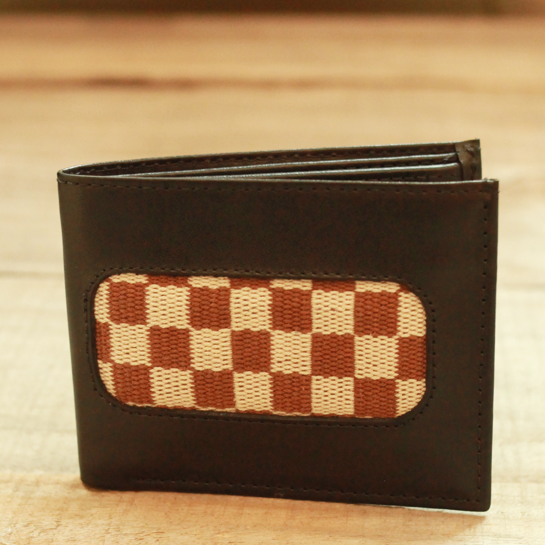 Checkerboard Loom Woven Leather Wallet