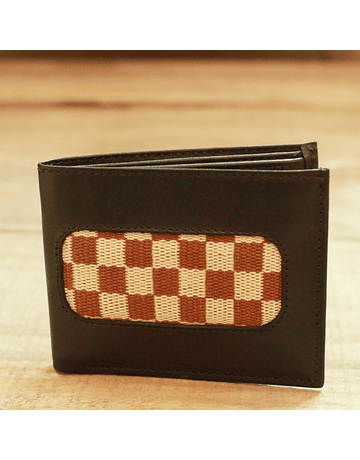 Checkerboard Loom Woven Leather Wallet
