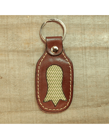Copihue Loom Woven Leather Keychain