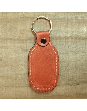 Red Copihue Loom Woven Leather Keychain