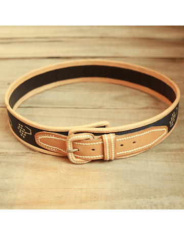 Raw Leather Adult Belt with Loom Weaving Labor