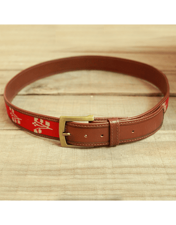 Adult Leather Belt with Loom Fabric Labor