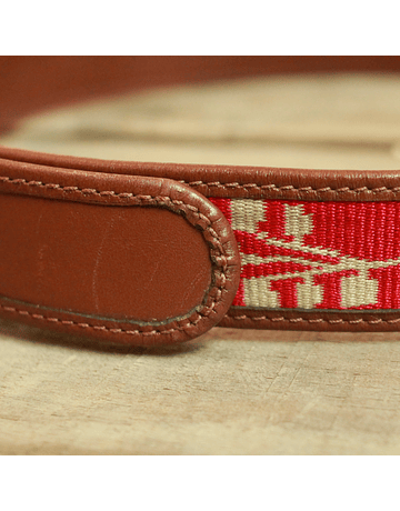 Adult Leather Belt with Loom Fabric Labor