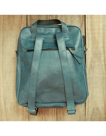 Leather Backpack with Loom Fabric Labor