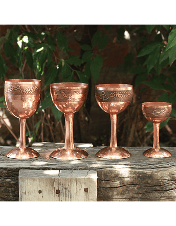 Set of 4 Hammered Copper Cups