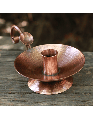 Hammered Copper Candlestick Holder