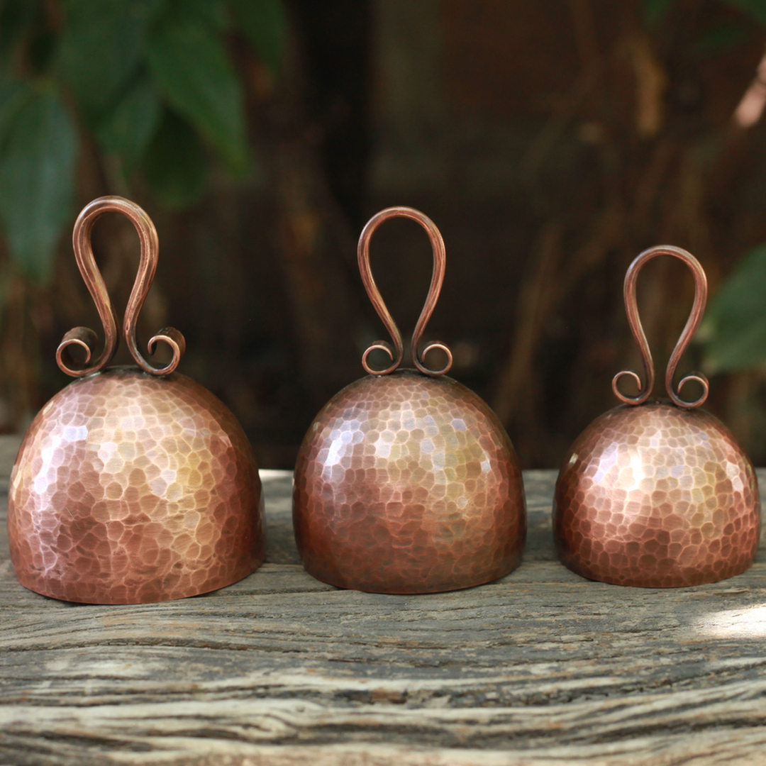 Set 3 Hammered Copper Bells