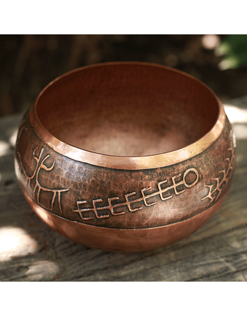 Round Hammered Copper Bowl