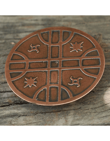 Large Hammered Copper Cultrún Mapuche Pendant