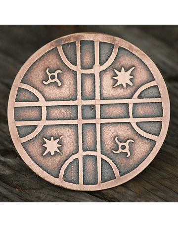 Large Hammered Copper Cultrún Mapuche Pendant