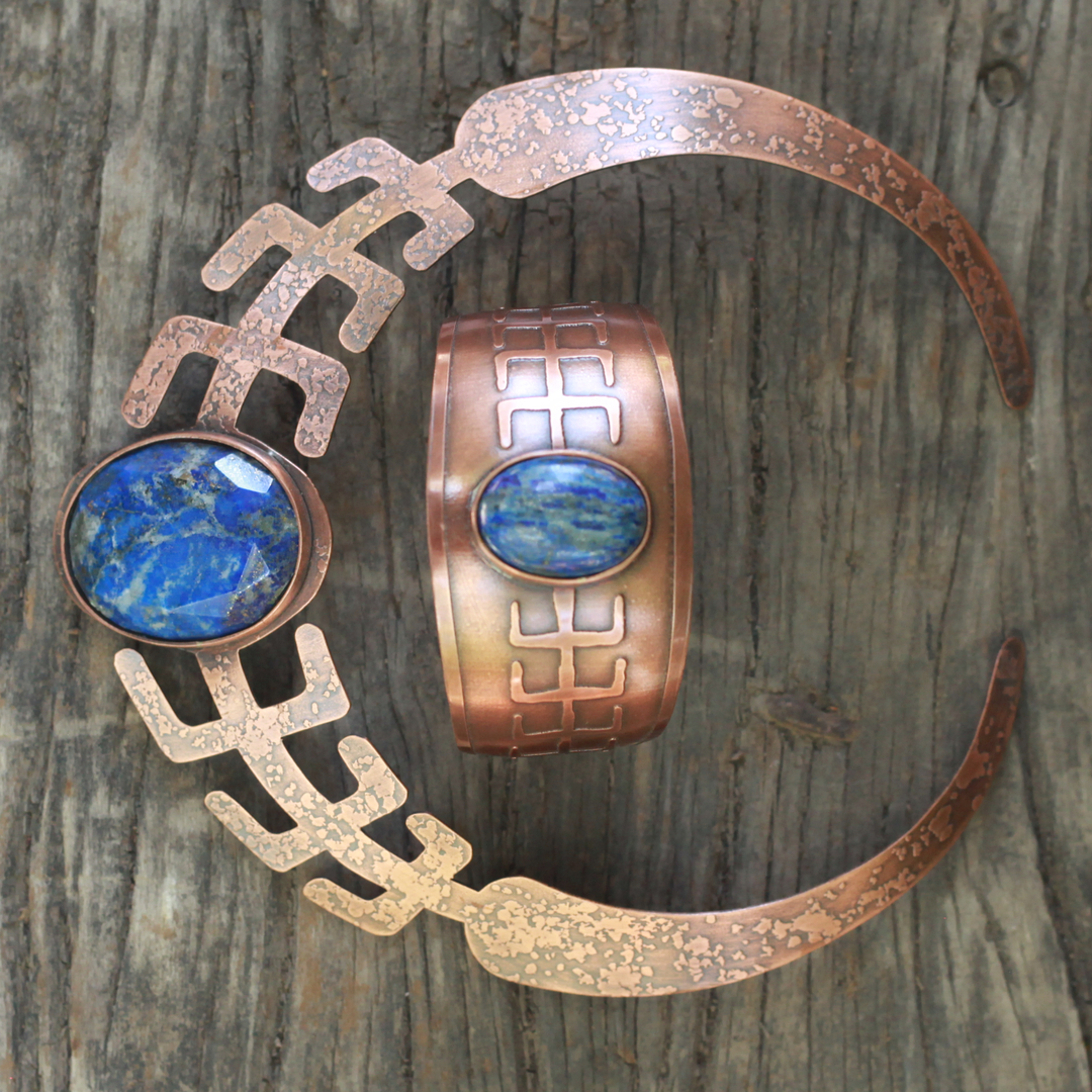 Hammered Copper Necklace Bracelet Set
