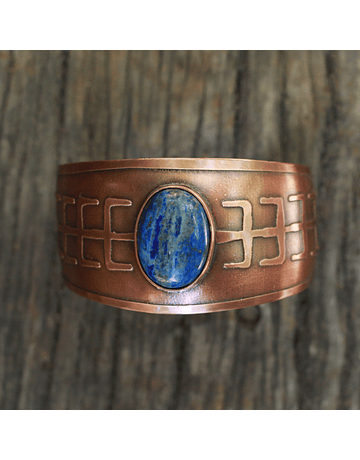 Hammered Copper Lapis Lazuli Bracelet