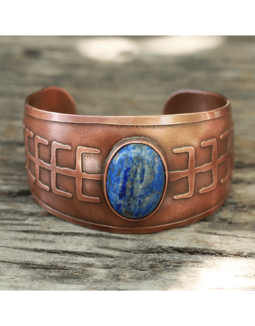 Hammered Copper Lapis Lazuli Bracelet