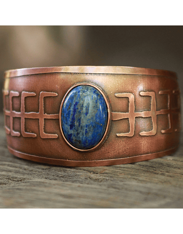 Hammered Copper Lapis Lazuli Bracelet