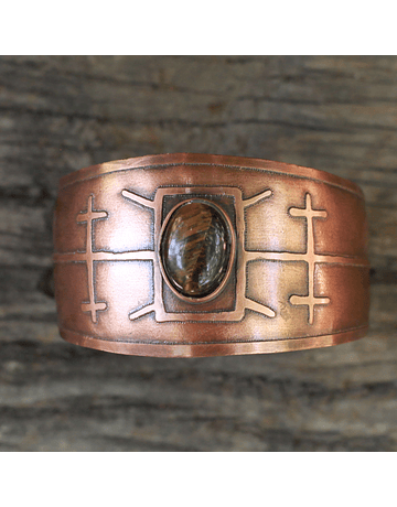 Hammered Copper Tiger Eye Bracelet