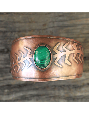 Bracciale in Rame Martellato in Malachite