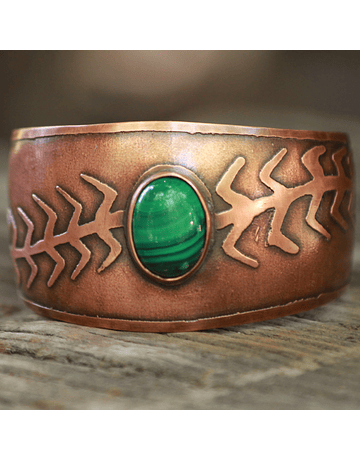 Hammered Copper Malachite Bracelet