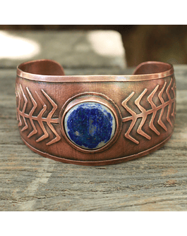 Round Hammered Lapis Lazuli Copper Bracelet