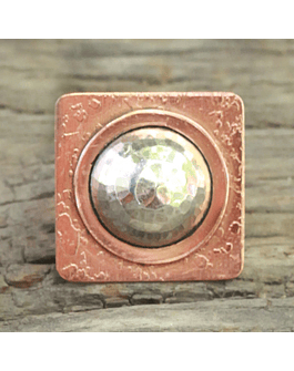 Alpaca and Hammered Copper Square Ring