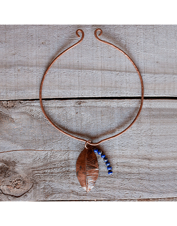 Copper Lapis Lazuli Leaf Necklace