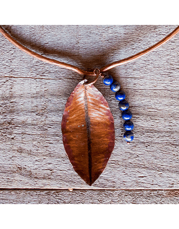 Copper Lapis Lazuli Leaf Necklace