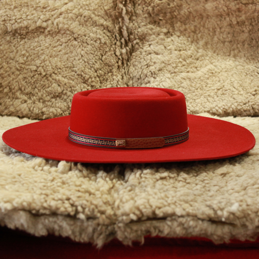 Sombrero Huaso Rojo Paño de Lana