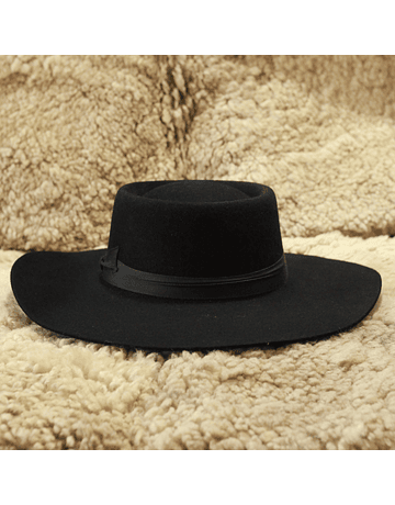 Sombrero Huasa Negro Paño de Lana