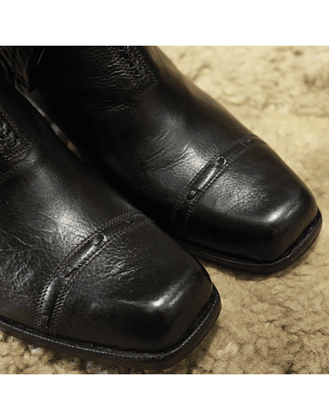 Zapato Huaso Negro Cordones de Cuero